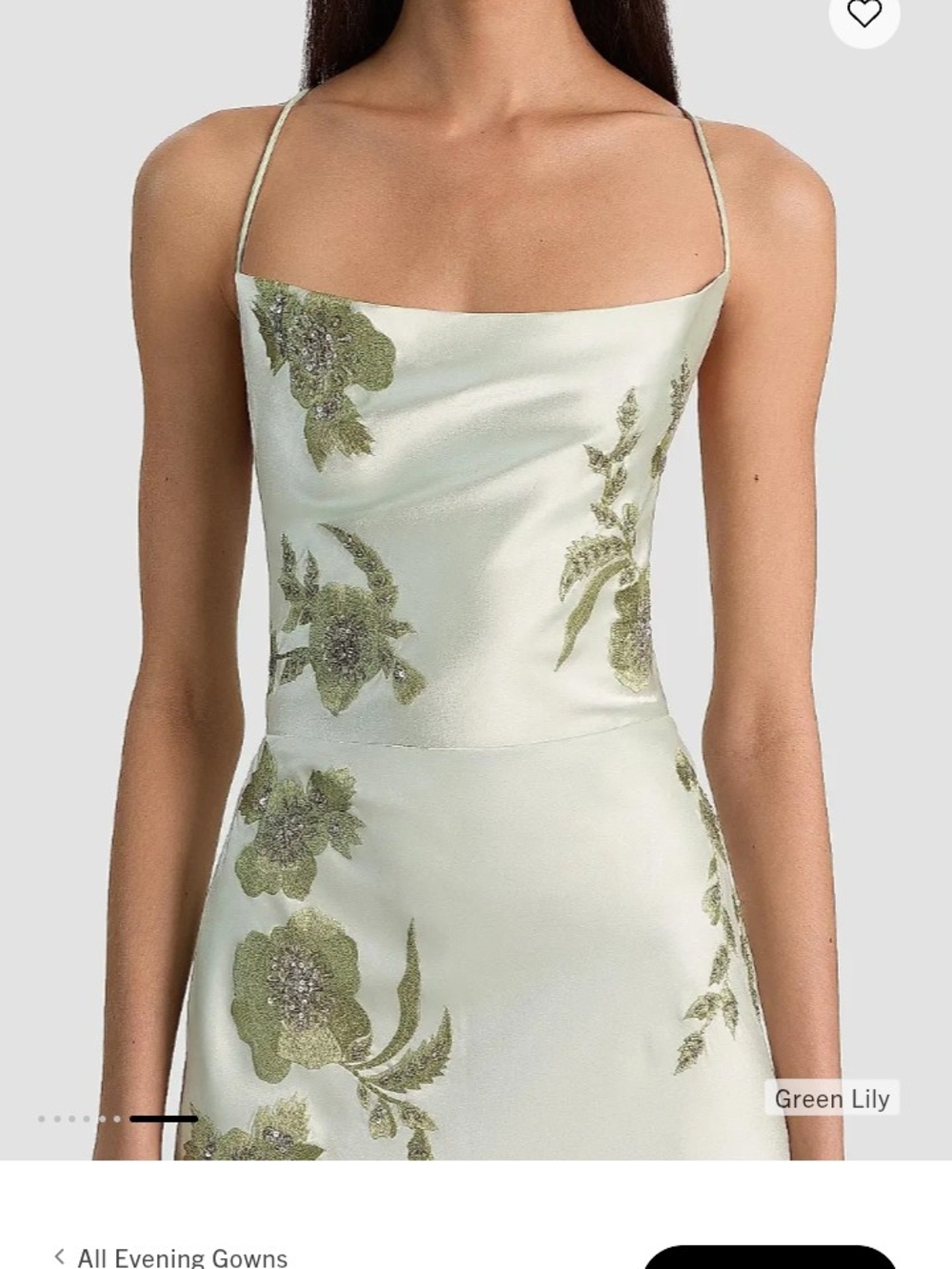 Strapless Pale Green Floral Evening Dress